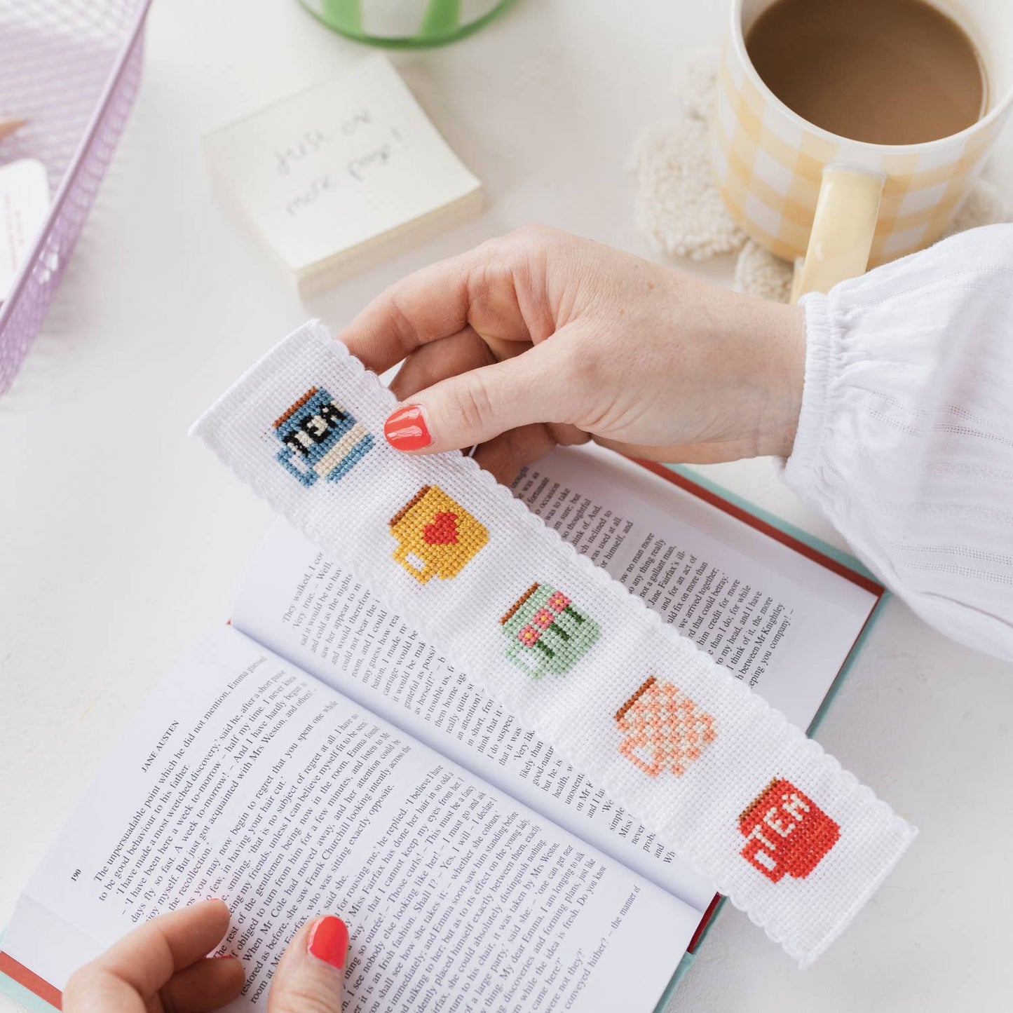 Cotton Clara Tea/Mugs Cross Stitch Bookmark Kit