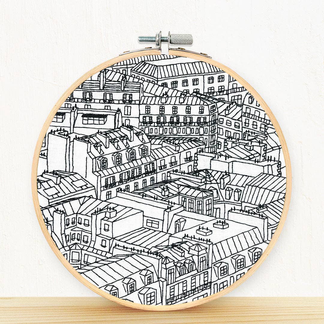 Embroidery and Sage Rooftops of Paris Embroidery Kit