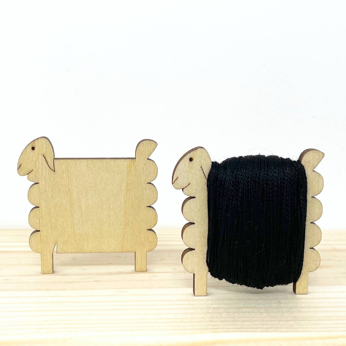 Embroidery and Sage Nordic Sheep Wood Thread Bobbins
