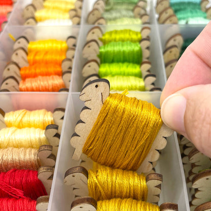 Embroidery and Sage Nordic Sheep Wood Thread Bobbins