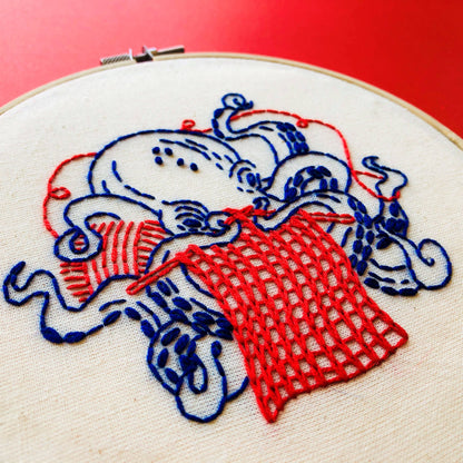 Hook, Line & Tinker Octopus Knitting Embroidery Kit