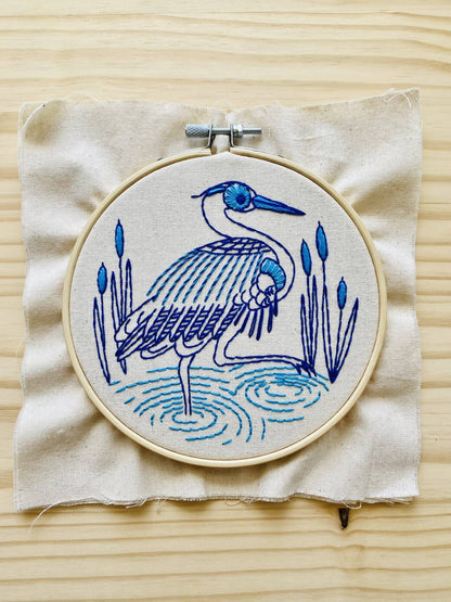 Hook, Line & Tinker Blue Heron Embroidery Kit