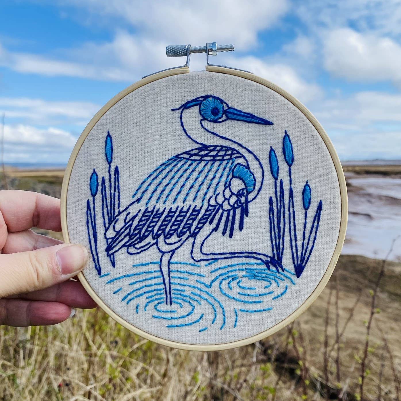 Hook, Line & Tinker Blue Heron Embroidery Kit