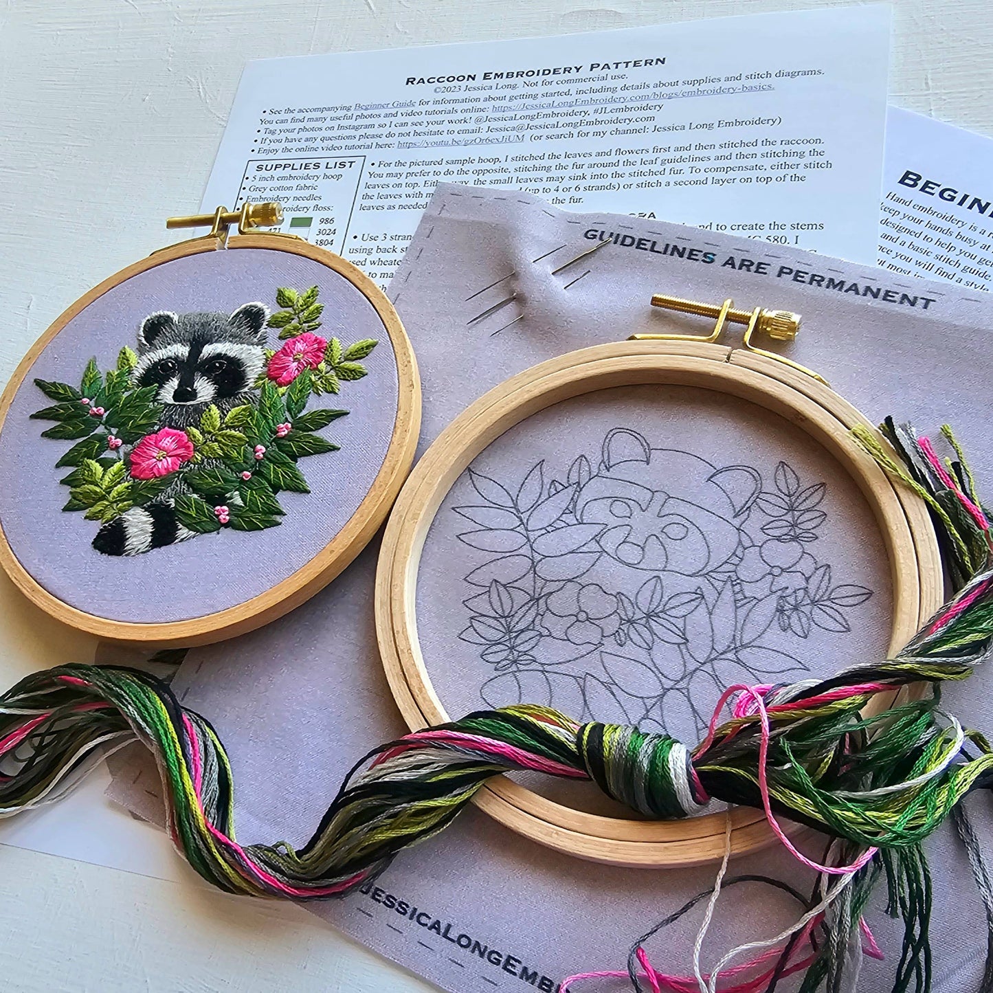 Jessica Long Raccoon Embroidery Kit