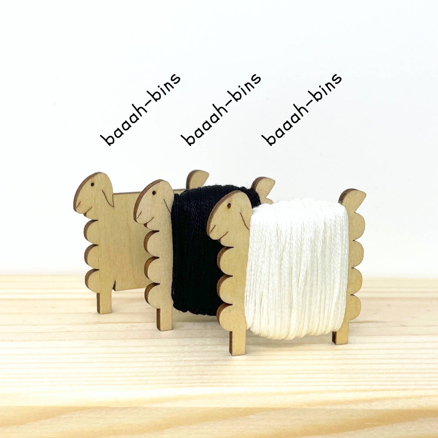 Embroidery and Sage Nordic Sheep Wood Thread Bobbins