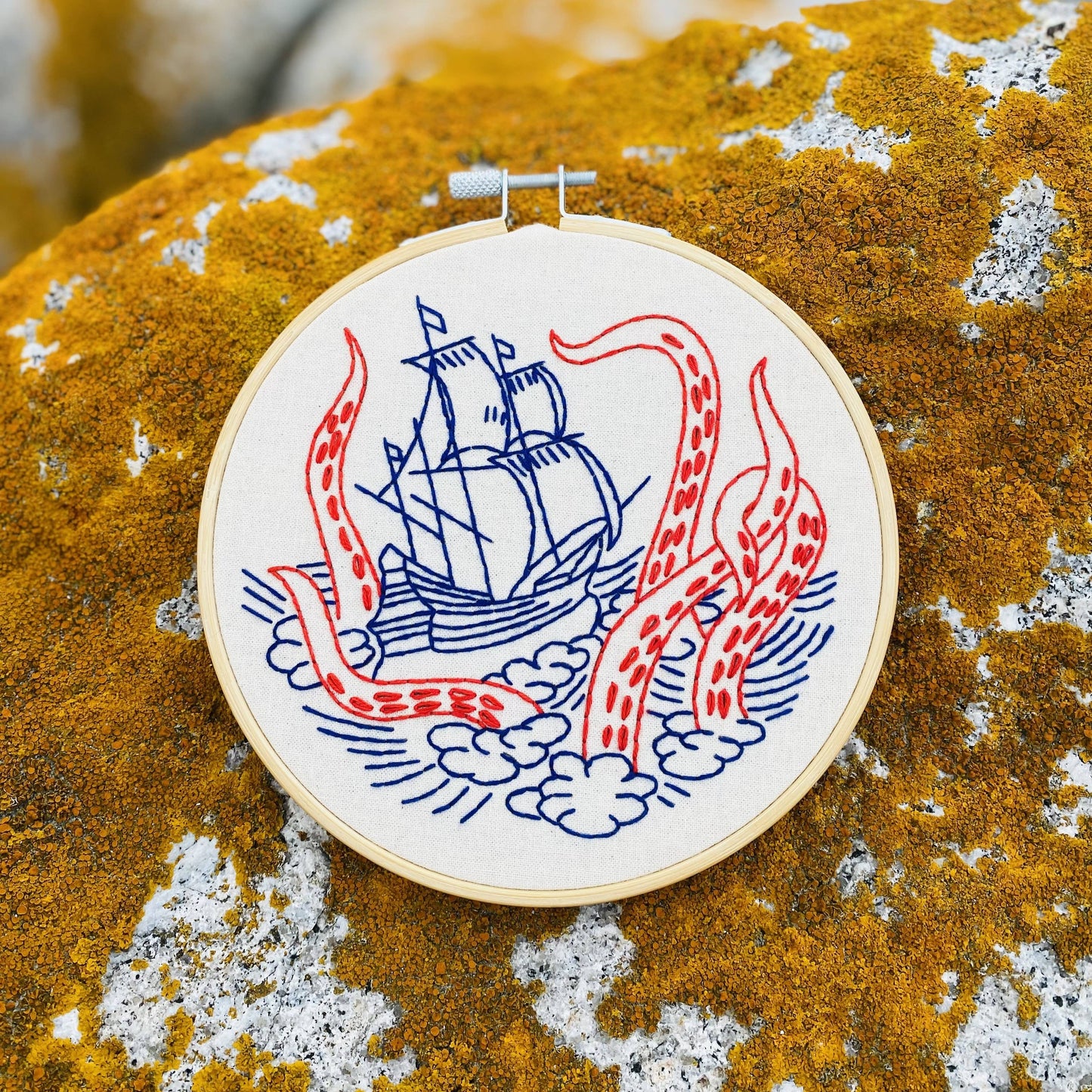 Hook, Line & Tinker Kraken and Ship Embroidery Kit