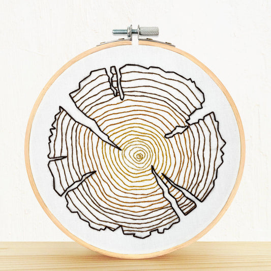 Embroidery and Sage Tree Rings Embroidery Kit